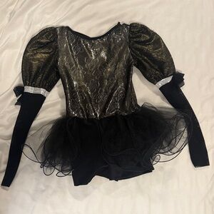 Elegant Black and Gold Kids Dance Costume